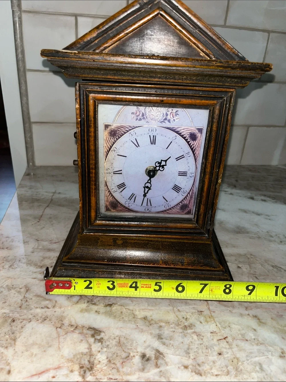Rustic Brown Mantel Clock Wall Decor - Classic Vintage Style